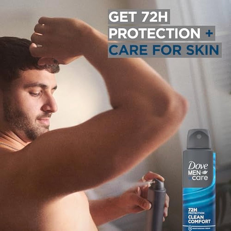 Dove Men+Care Antiperspirant Deodorant Clean Comfort, Pack of 12, Dry Spray For Men 72-hour Sweat and Odor Protection with Triple Defense Technology 3.8 oz