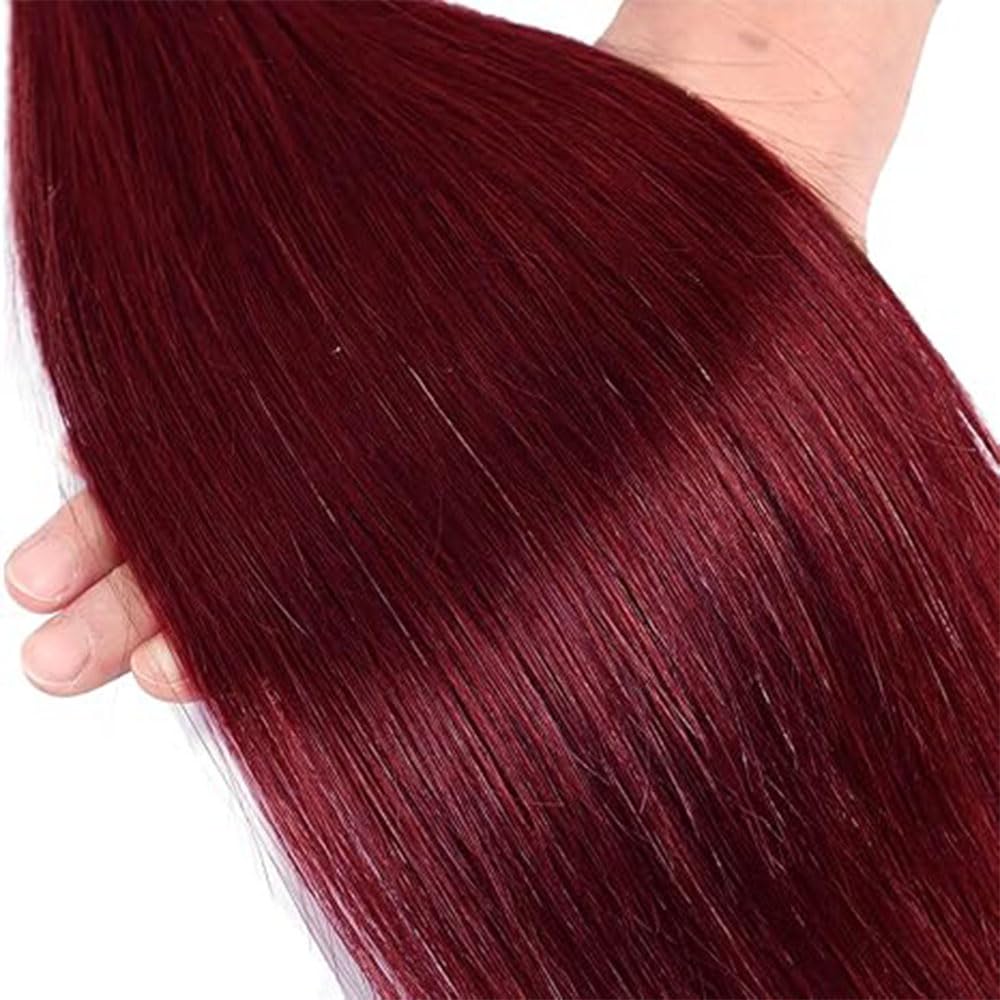 99J Bundle Human Hair Burgundy Human Hair Bundles Straight 1 Bundle Color 99J 28 Inch 100G/PC Unprocessed Brazilian Virgin Double Weft Hair Extension