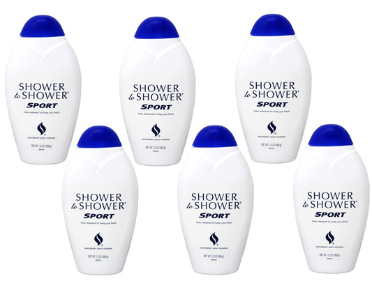 Shower to Shower Absorbent Body Powder-Sport-13 oz (Quantity of 6)