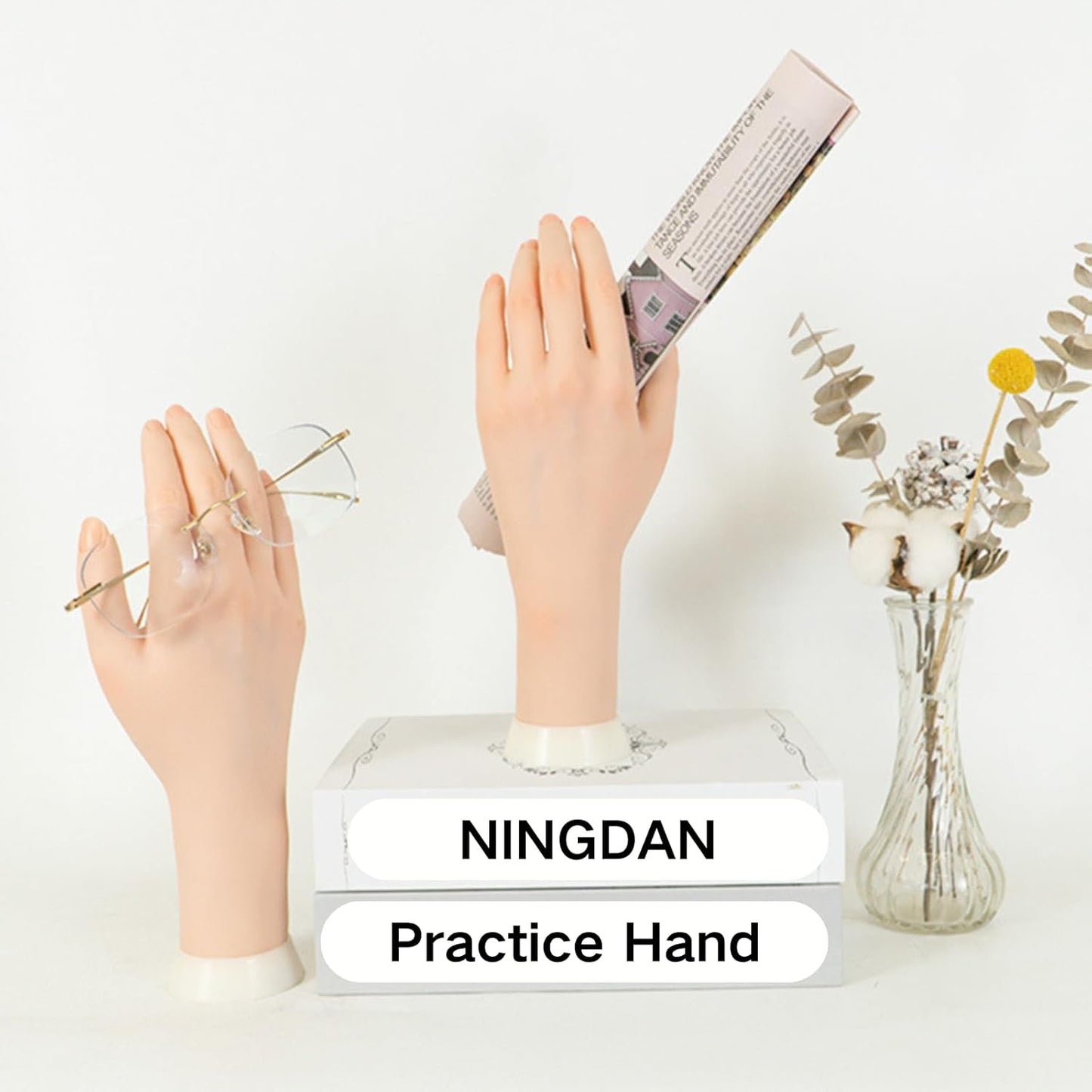 Realistic Nail Practice Hand - Flexible & Bendable Training Tool for Nail Art | Includes Holder & Display Stand