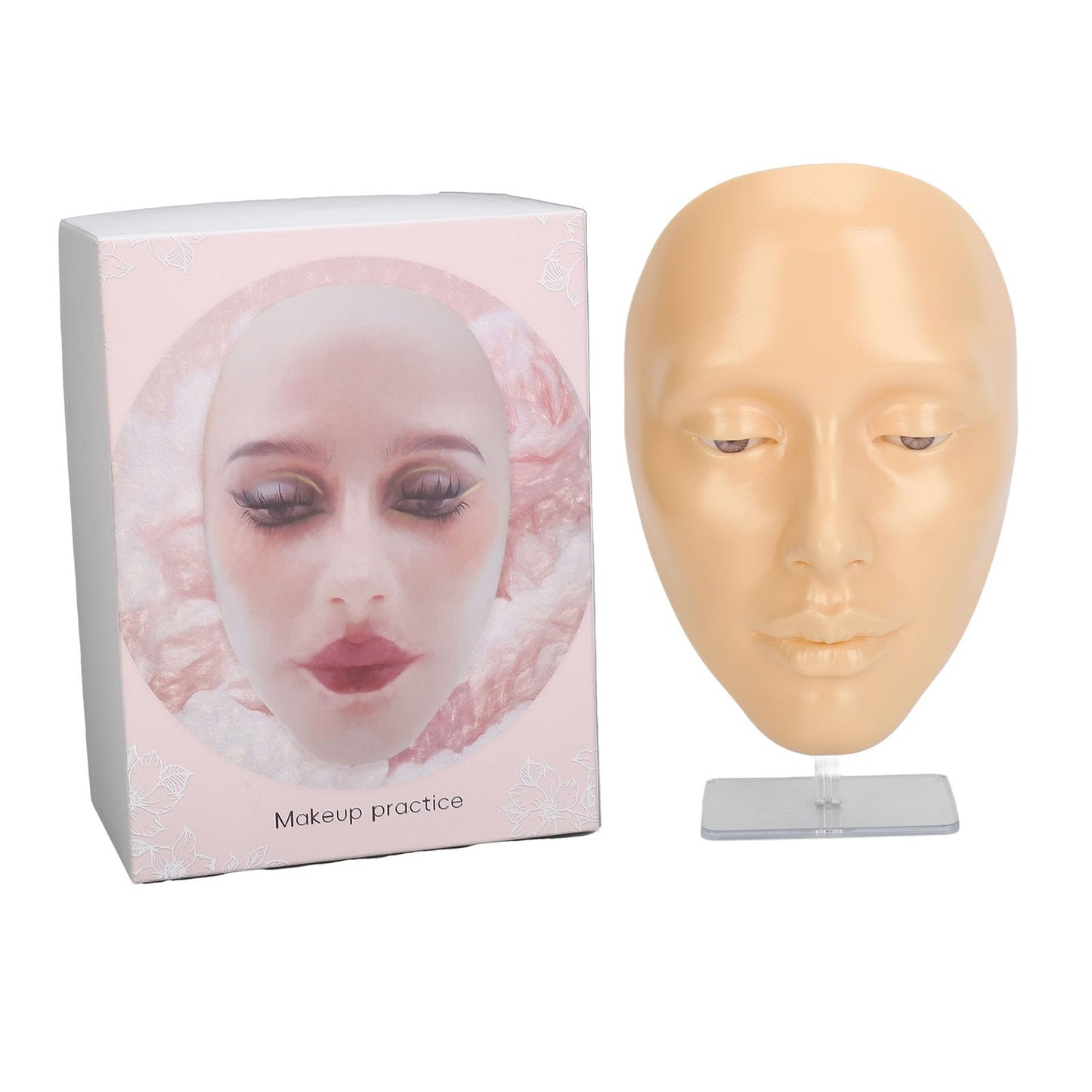 Jauarta 5D Silicone Makeup Practice Face Teaching Face Eye Cosmetic Mannequin Board for Cosmetology (White)
