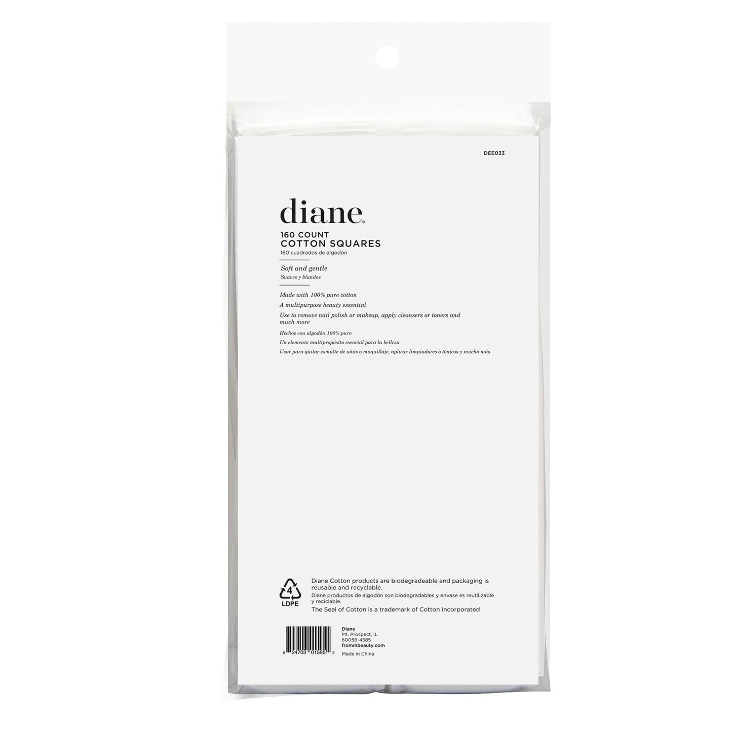 Diane Cotton Squares for Face & Skincare, 100% Pure Cotton for Makeup Removal, Toner Application, Nail Polish Removal & Facial Cleansing, Durable Multi-Layer Textured Squares, Gentle on Skin 160-count
