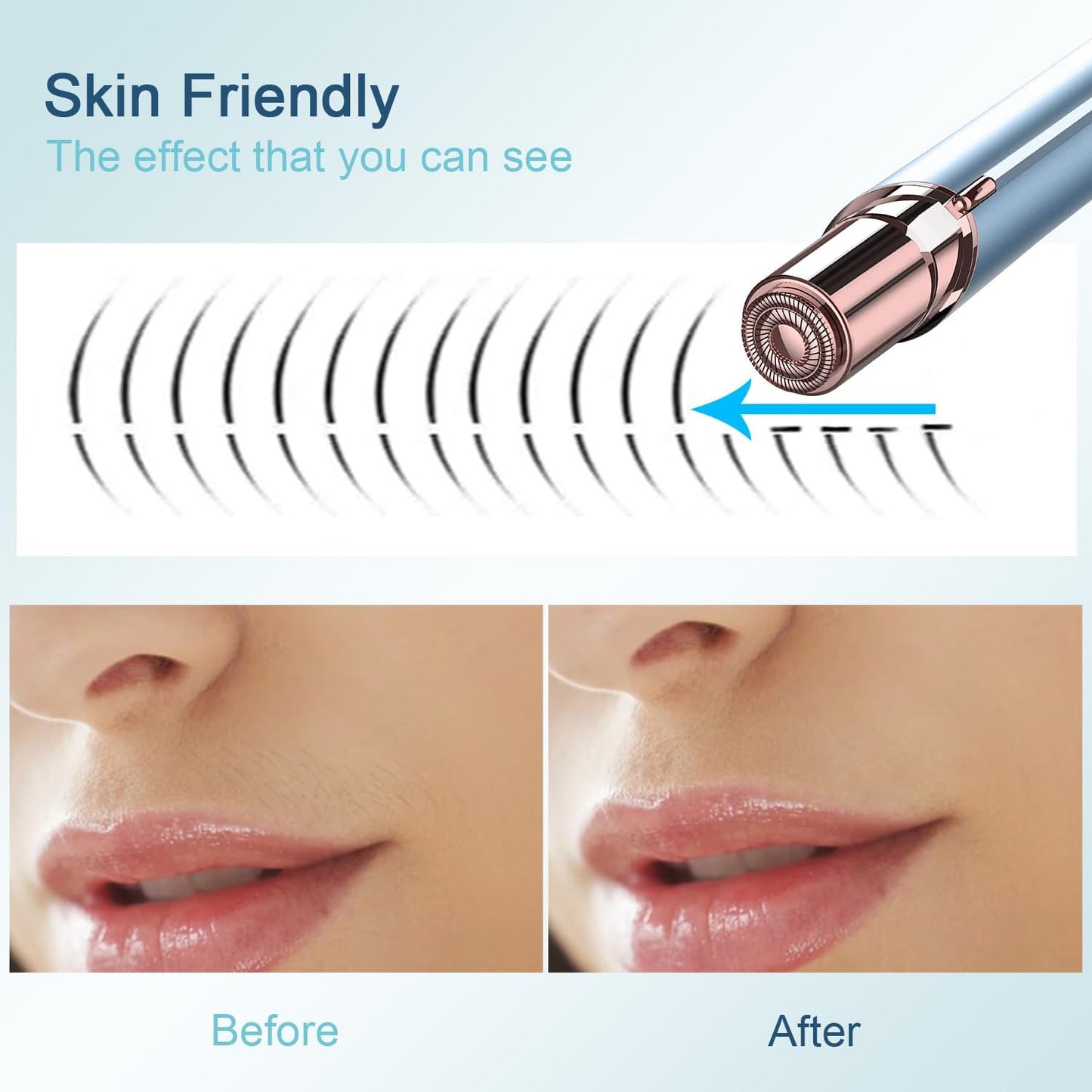 Facial Hair Removal for Women - Electric Painless Remover for Face, Lip & Chin | USB Rechargeable, Blue