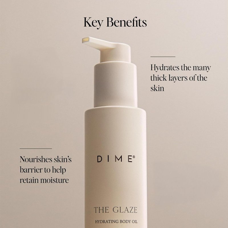 DIME Beauty Glaze Body Oil - Fast-Absorbing Non-Greasy Dry Body Oil with Argan, Jojoba and Rosehip Oil for All Over Body Glow, Hydrating Skin Oil, Vegan, Cruelty-Free, 4 oz / 120 ml