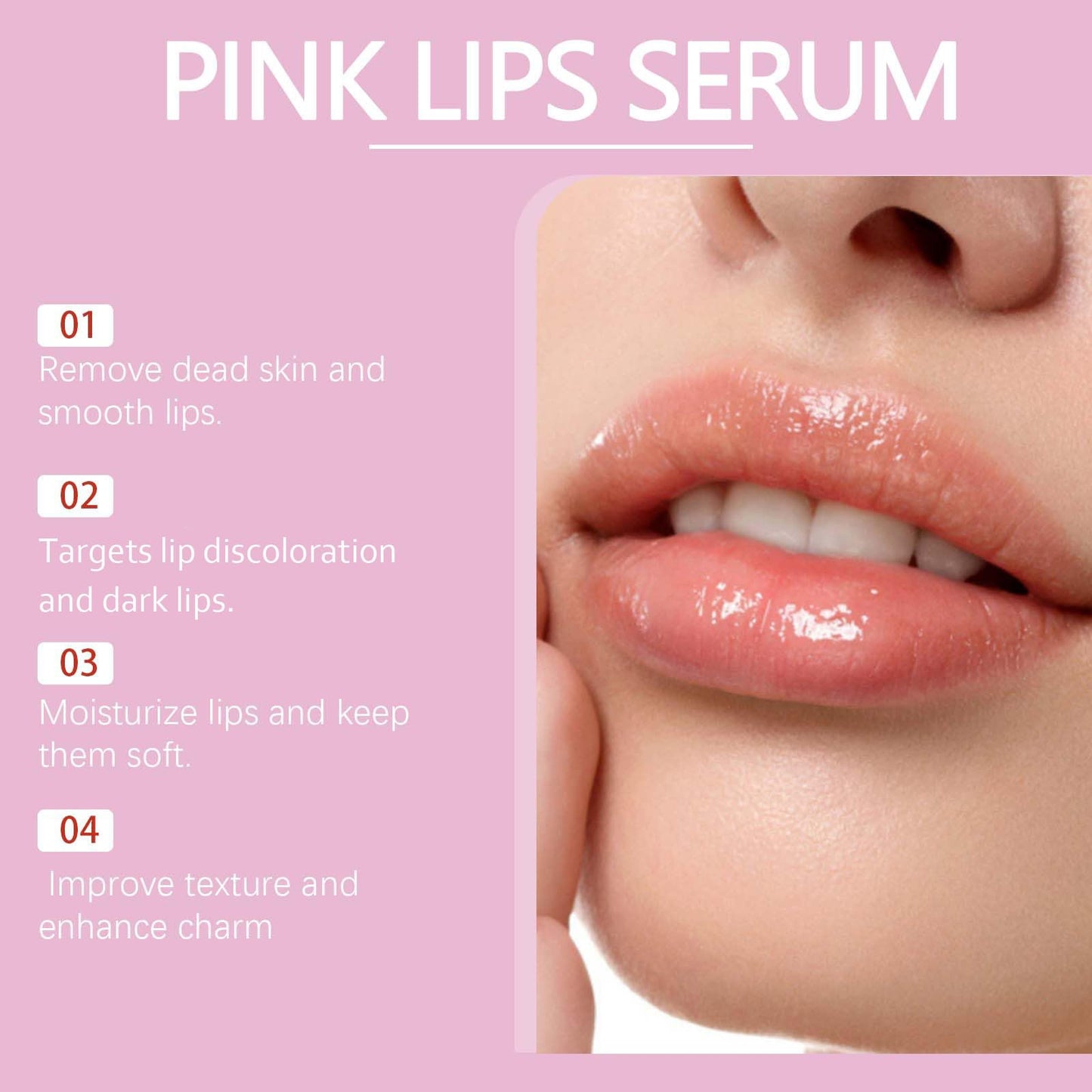 TUOSHITONG Pink Lip Serum for Dry and Dark Lips, Lip Lightener for Smokers and Non-Smokers, Conditioning LipSerum Moisturizer Help Fade Lips Discoloration with Alpha Arbutin & Aloe Vera 2PCS
