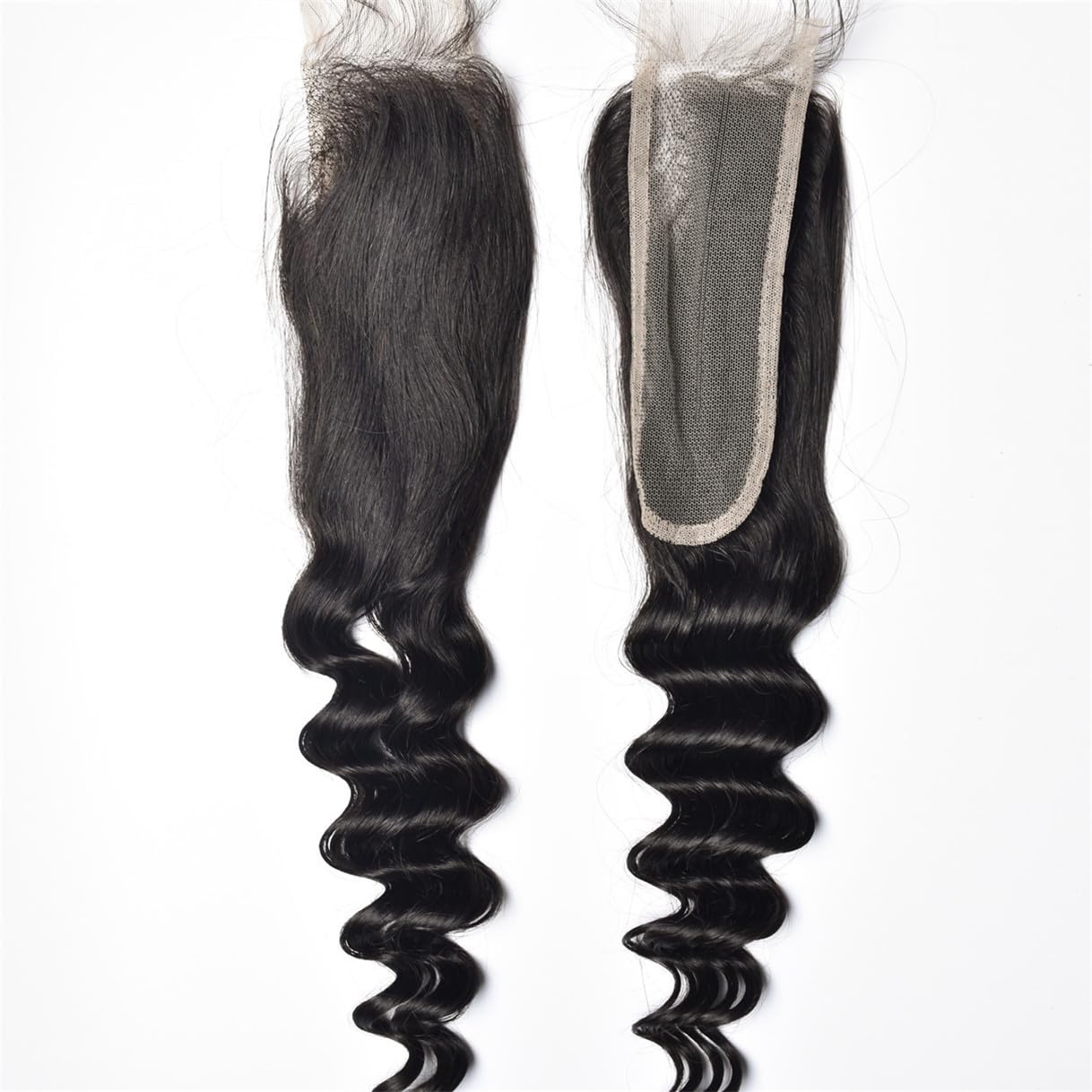 Brazilian Loose Deep 2x6 Lace Closure 100% Unprocessed Human Virgin Hair Pre Plucked Loose Deep Wave Pre-Plucked Hairline Frontal Closure Natural Black With Baby Hair (14inch, 2x6 loose deep closure)