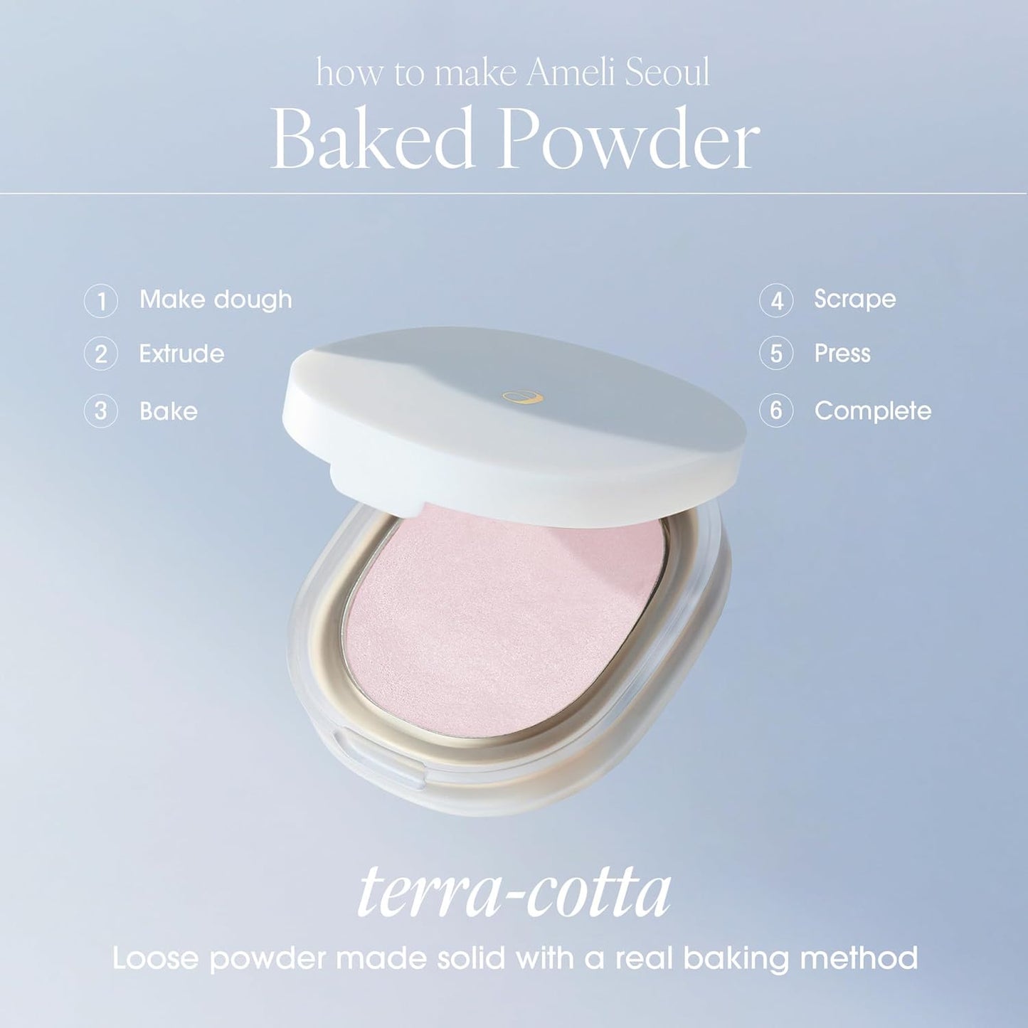 Baked Powder 002 Light Pink - Terra-Cotta Facial Powder for Crease-Free, Smudge-Free Finish | 6.2g (0.014 oz)