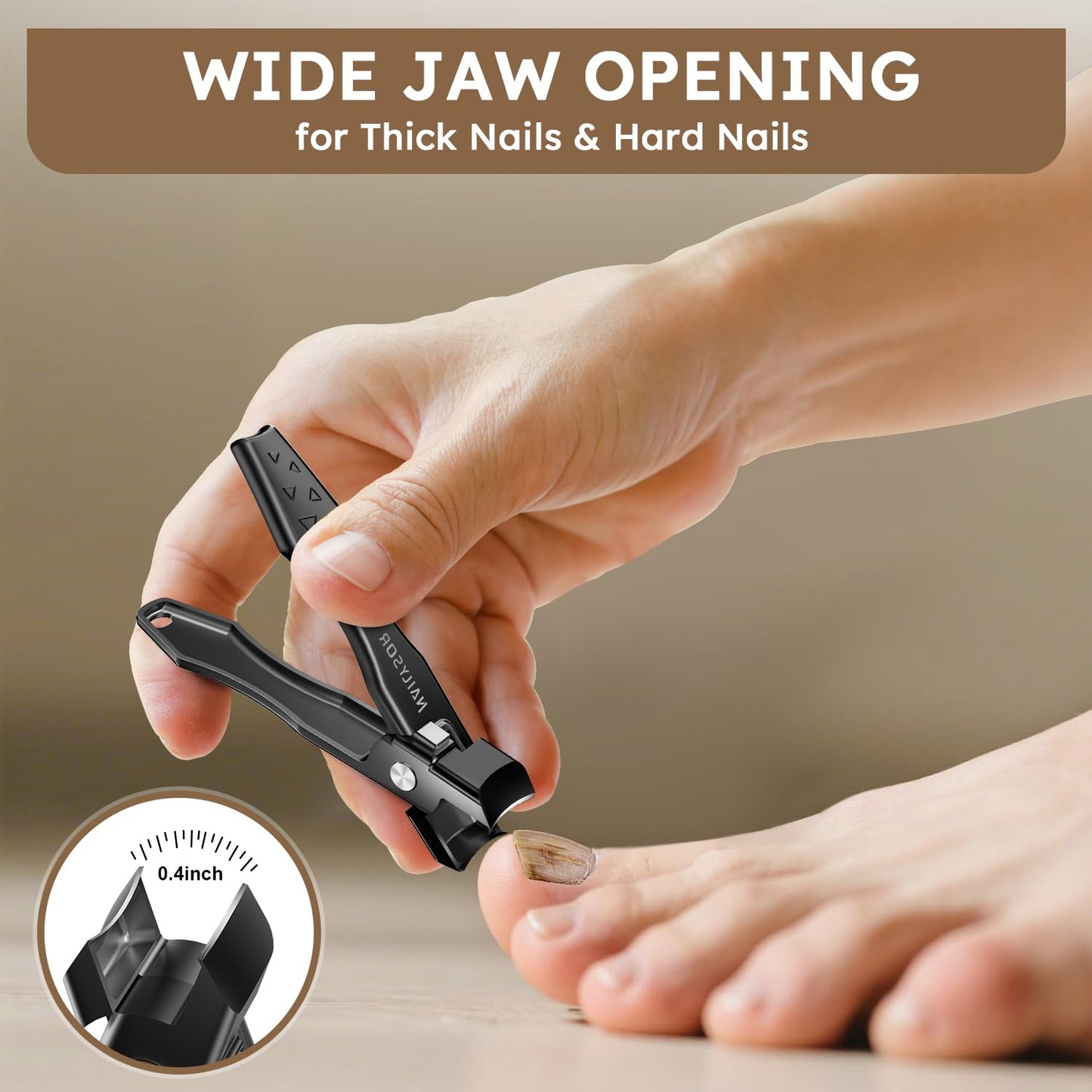 German Nail Clippers for Men Women with Catcher, Toenail Clippers for Thick Nails for Seniors, Toe Nail Clippers Wide Jaw Opening Ultra Sharp Safety Lock Nail Cutters