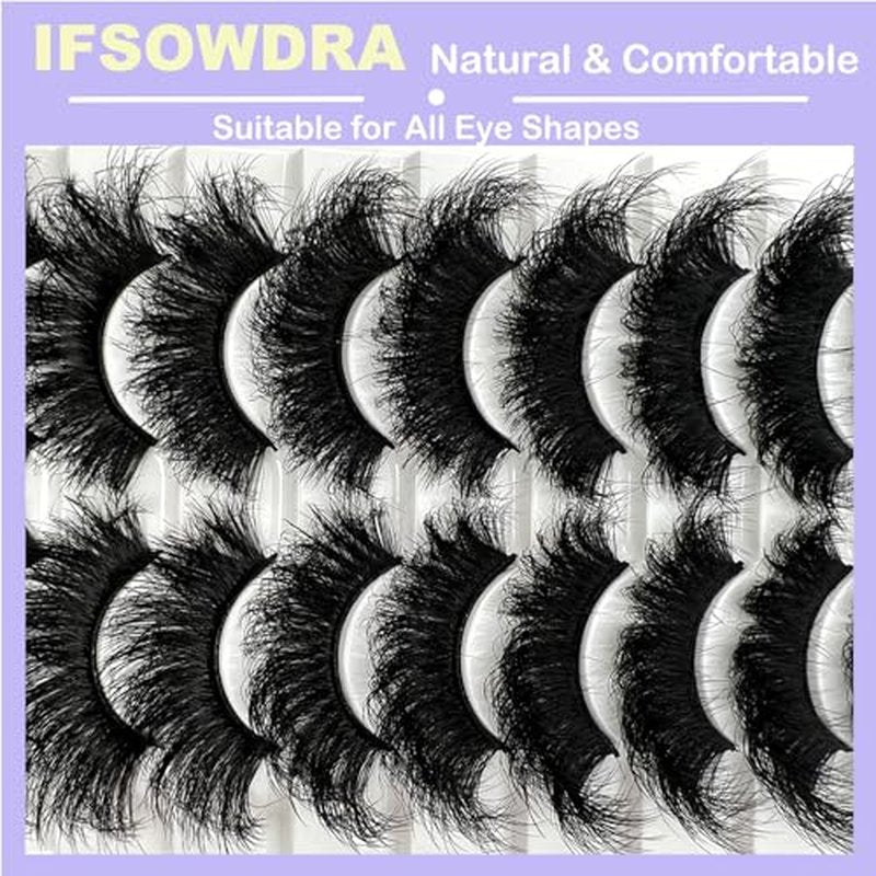 Mink Lashes Fluffy Wispy 20mm 3D Volume Full Dramatic Faux Mink D Curl Long Strip Lashes Pack 25 mm Big Cat Eye False Eyelashes