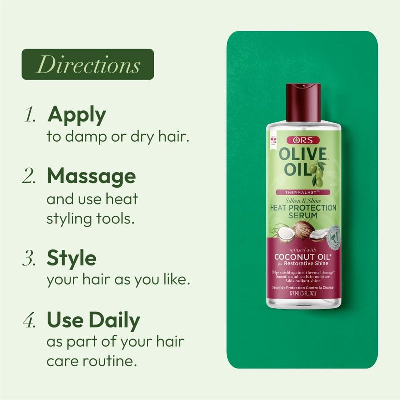 ORS Olive Oil Heat Protection Hair Serum infused with Coconut Oil for Restorative Shine 6.0 Ounces (Pack of 4)