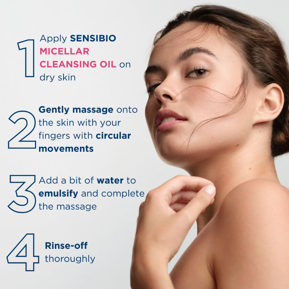 Bioderma Sensibio Micellar Cleansing Oil, 1st Ecobiological Micellar Formula Gentle Face Cleanser That Deeply Cleanses, Removes makeup, Soothes & Nourishes Skin with Oil-to-Milk Texture,Fragrance-Free