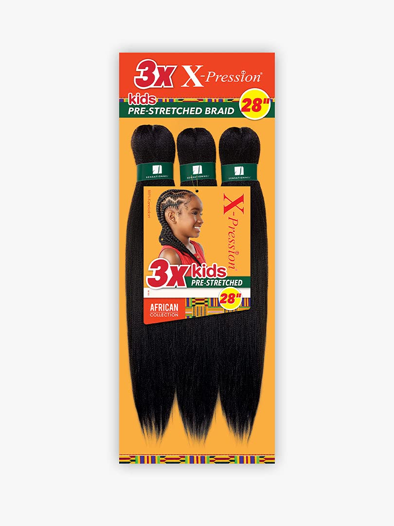 Sensationnel Braiding African Collection 3X X-PRESSION KIDS PRE-STRETCHED BRAID 28'' (5-PACK, 1B)