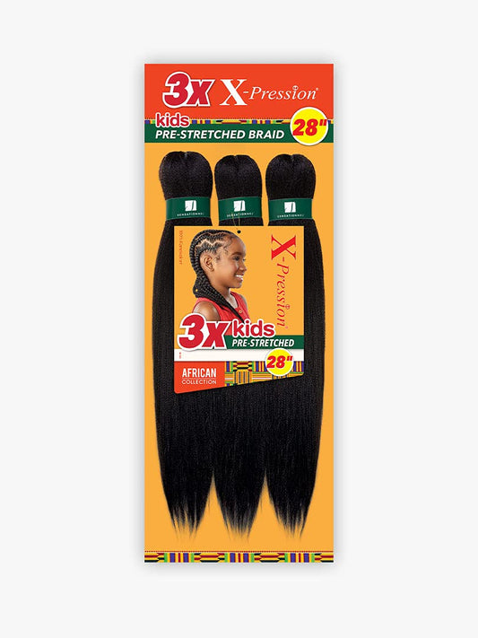 Sensationnel Braiding African Collection 3X X-PRESSION KIDS PRE-STRETCHED BRAID 28'' (5-PACK, 1B)