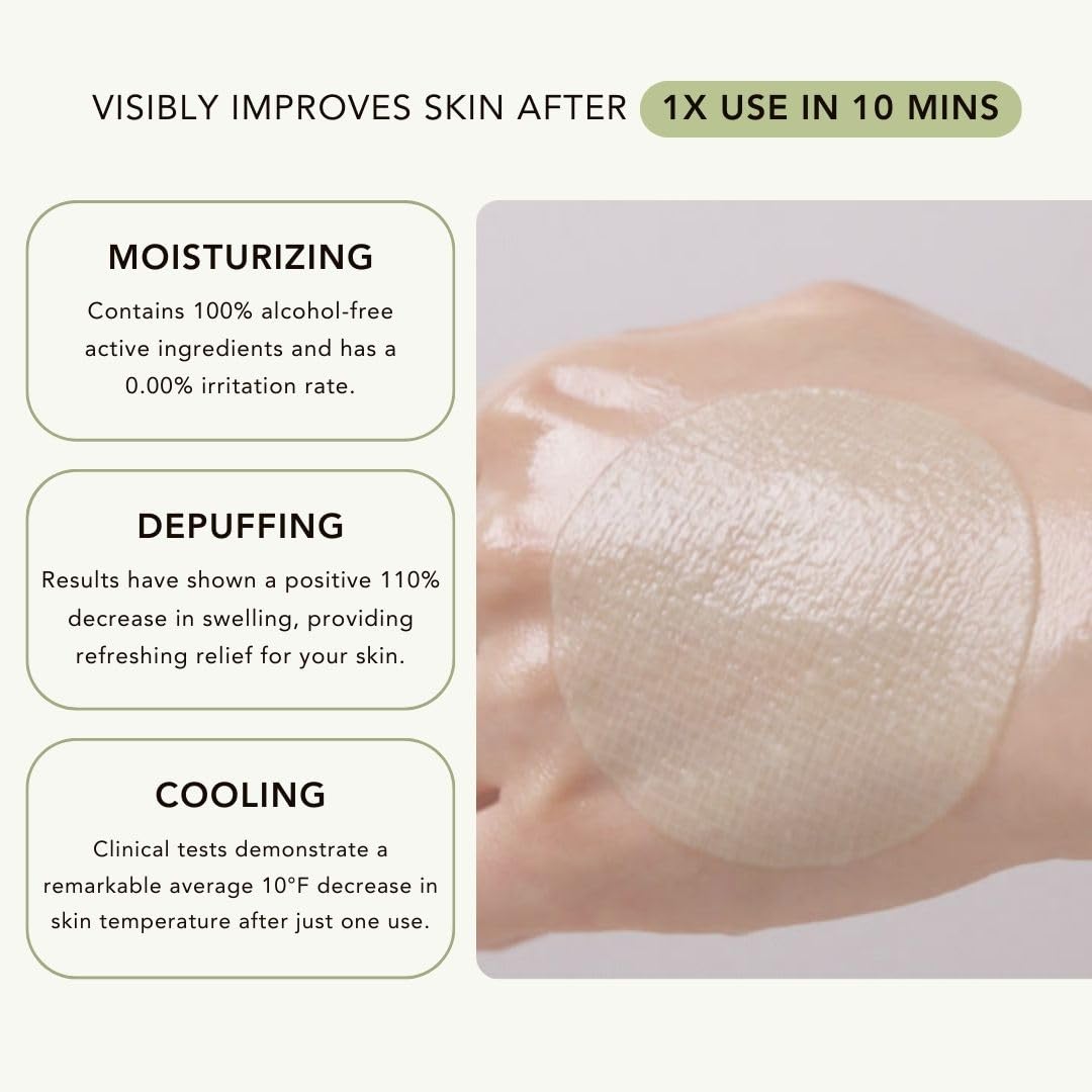 TRICO Green Tea Multi-Tasking Cooling Pad, 3-1 Korean Toner Pads with Depuffing, Cooling & Moisturizing Effects for All Skin Types - Green Tea Water from Jeju Island, Lemon & Honey Extract - 90 Pads