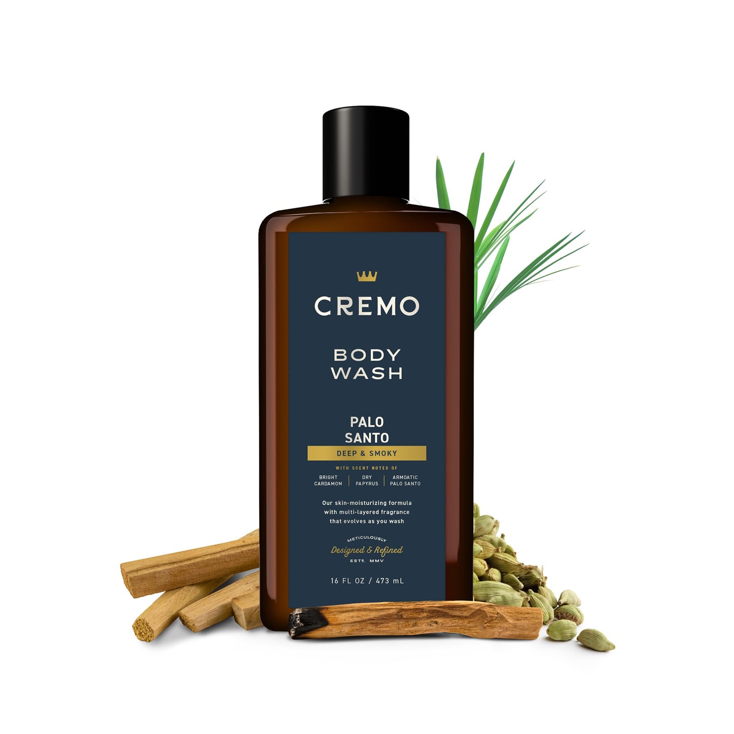 Cremo Rich-Lathering Palo Santo (Reserve Collection) Body Wash, Notes of Bright Cardamom, Dry Papyrus and Aromatic Palo Santo, 16 Fl Oz (2-Pack)