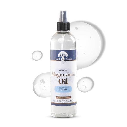 Health & Wisdom Pure Magnesium Oil - Topical Muscle & Joint Relief- Natural and Pure USP Grade Extra Strength Magnesium - Enhanced Absorption - Spray - 12 fl oz