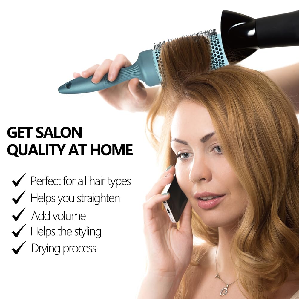 Round Thermal Barrel Brush Set - Professional Heat Styling & Curling Brushes | 5 Sizes for Shiny Hair