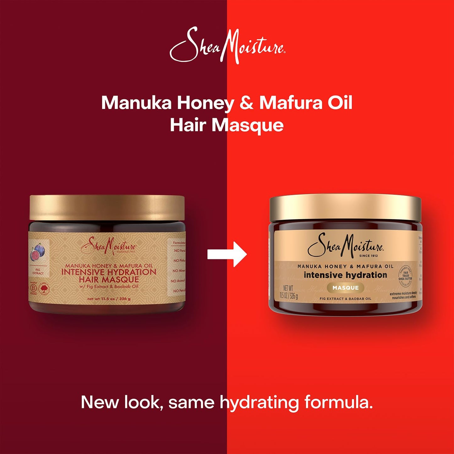 Shea Moisture Hair Mask - Manuka Honey & Mafura Oil for Extra Dry, Damaged Hair | 12 Oz Each, 2-Pack