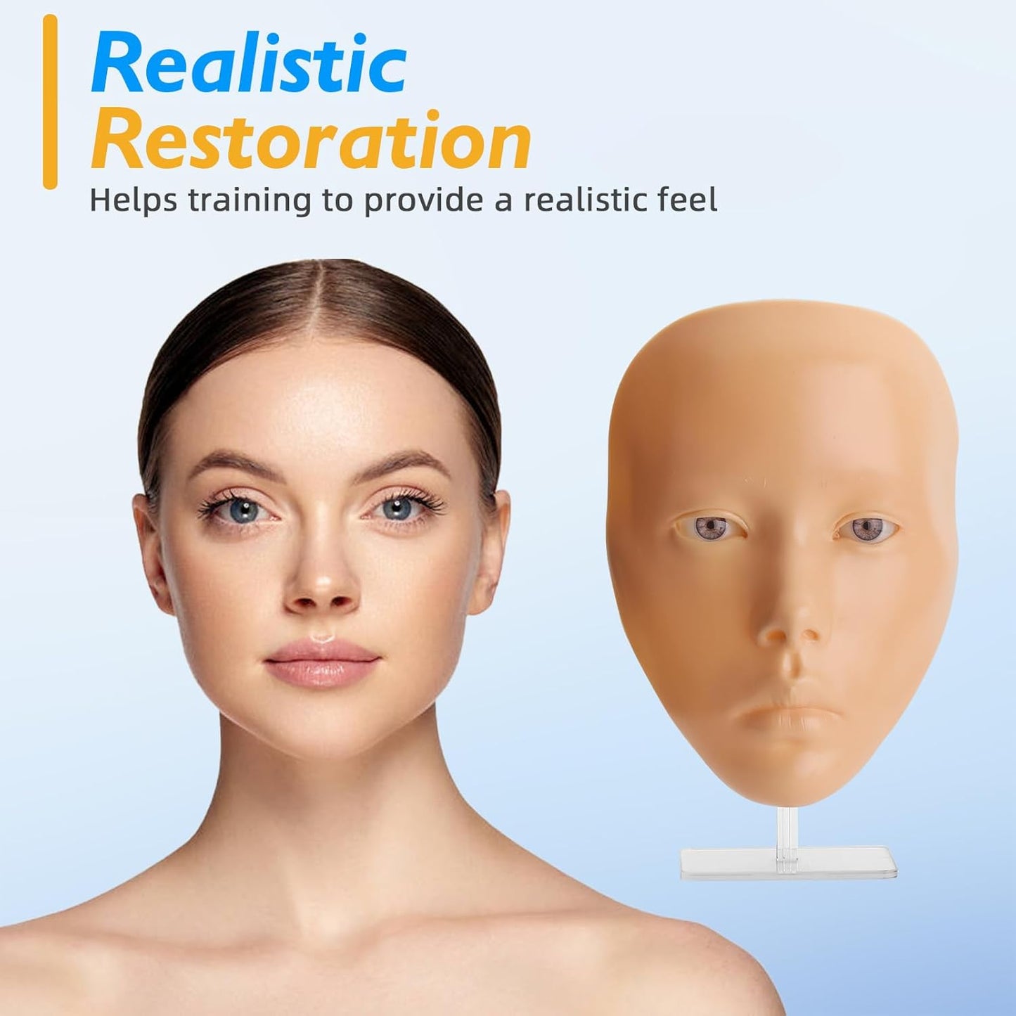 Silicone Makeup Practice Face Board - 5D Realistic Model for Beginners | Reusable Eyeshadow Training Tool