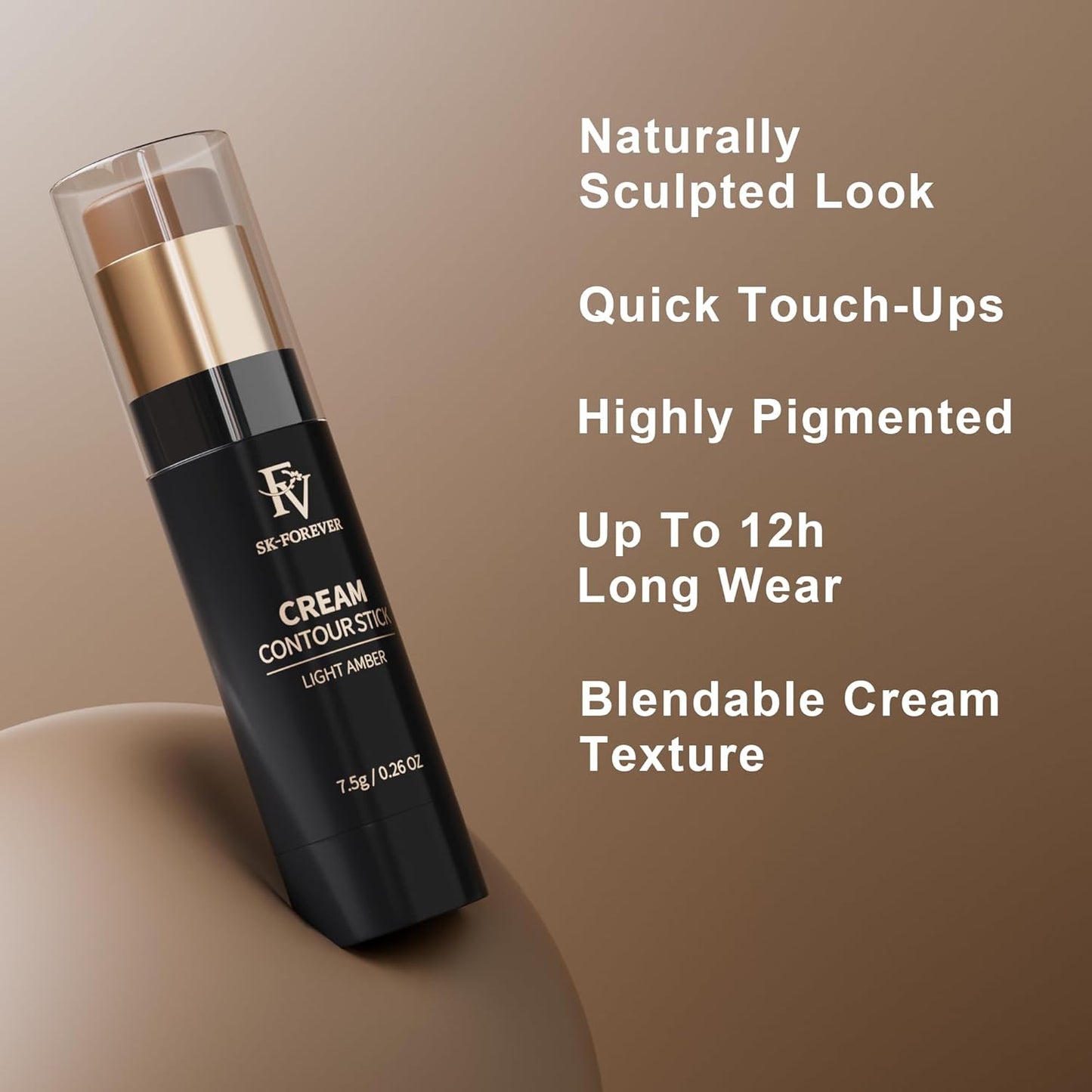 Cool Toned Contour Stick - Creamy Blendable Formula for Natural Face Sculpting | Fair/Light Skin, 01 Amber