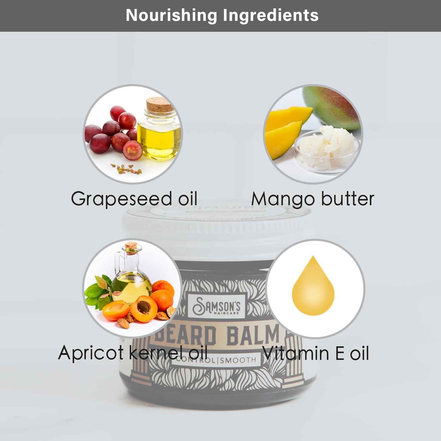 SAMSON'S HAIRCARE Beard Balm, Oil and Wax based, Softening, Taming, Nourishing, Essetial Oil Scent, 2 oz.