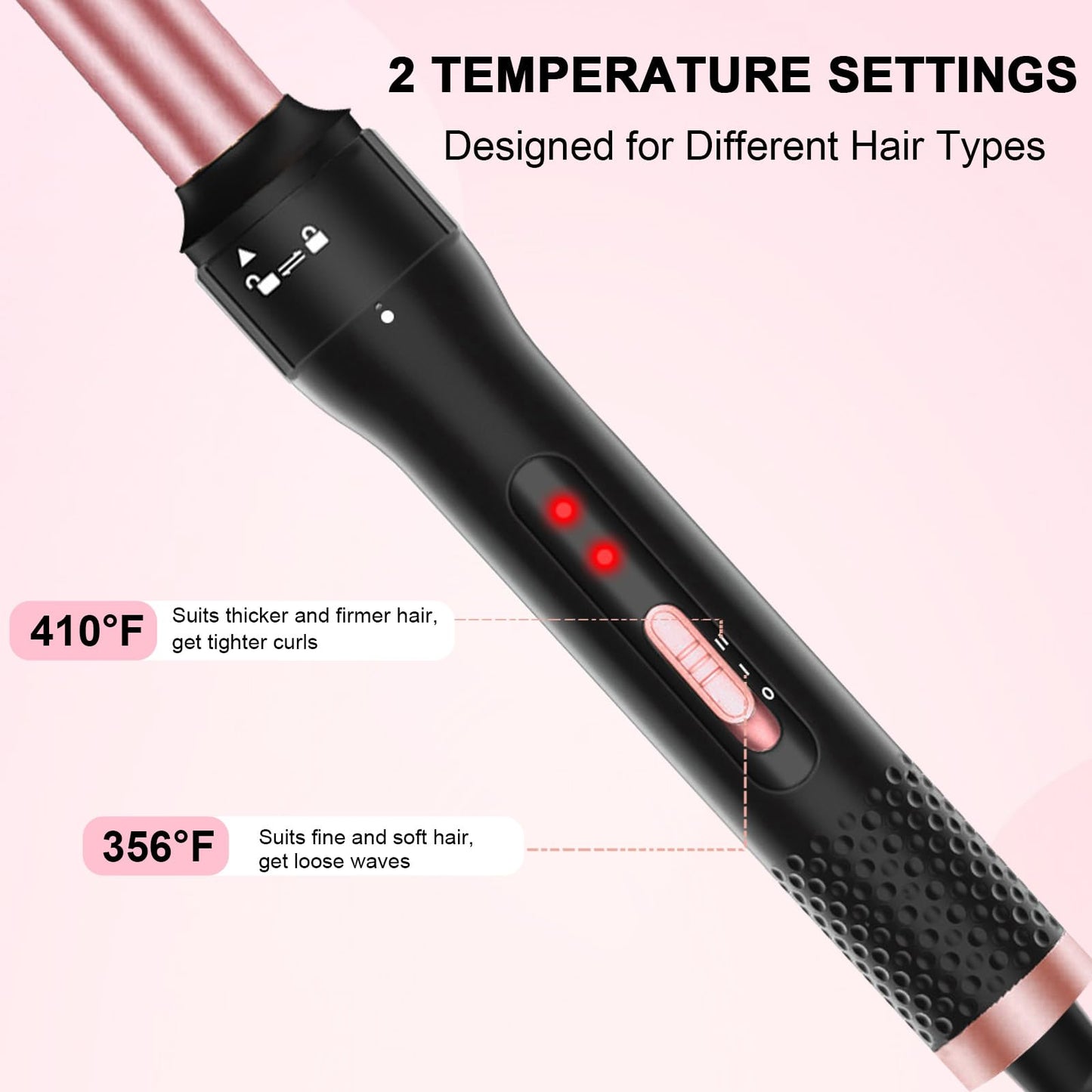 Vnina Curling Iron 1 Inch, Professional Long Barrel Hair Curling Wand with 2 Heat Settings, Ceramic Coating Barrel Curler Wand for All Hair Types, Include Heat Protective Glove & 2 Clips