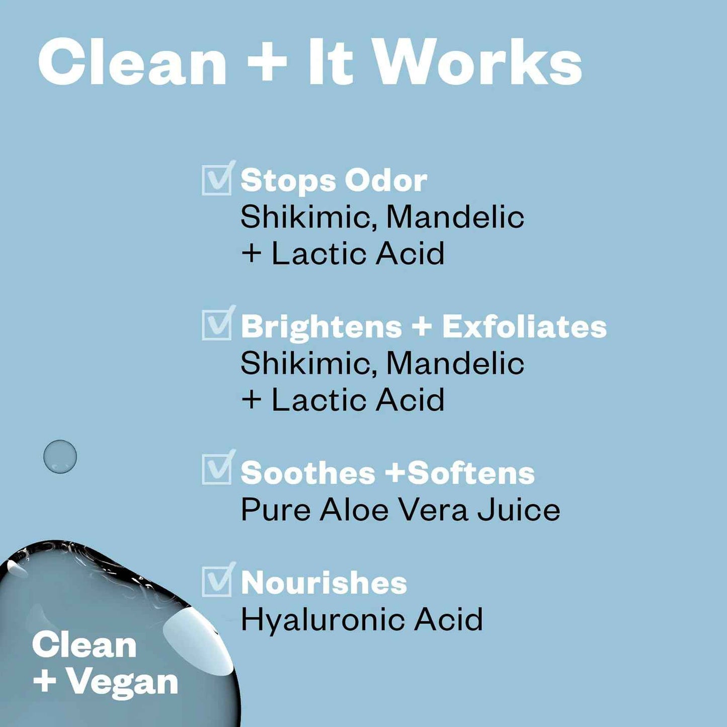 Kosas Chemistry Deodorant - Aluminium and Baking Soda Free + BO-Fighting AHA Serum that Exfoliates, Softens, and Nourishes the Skin, (Beachy Clean)