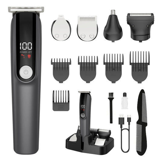 Beard Trimmer for Men, Electric Razor for Nose, Body, Face and Mustache, 5-in-1 Barber Hair Clippers, Cordless Shavers for Men Grooming Kit Ideal Gift