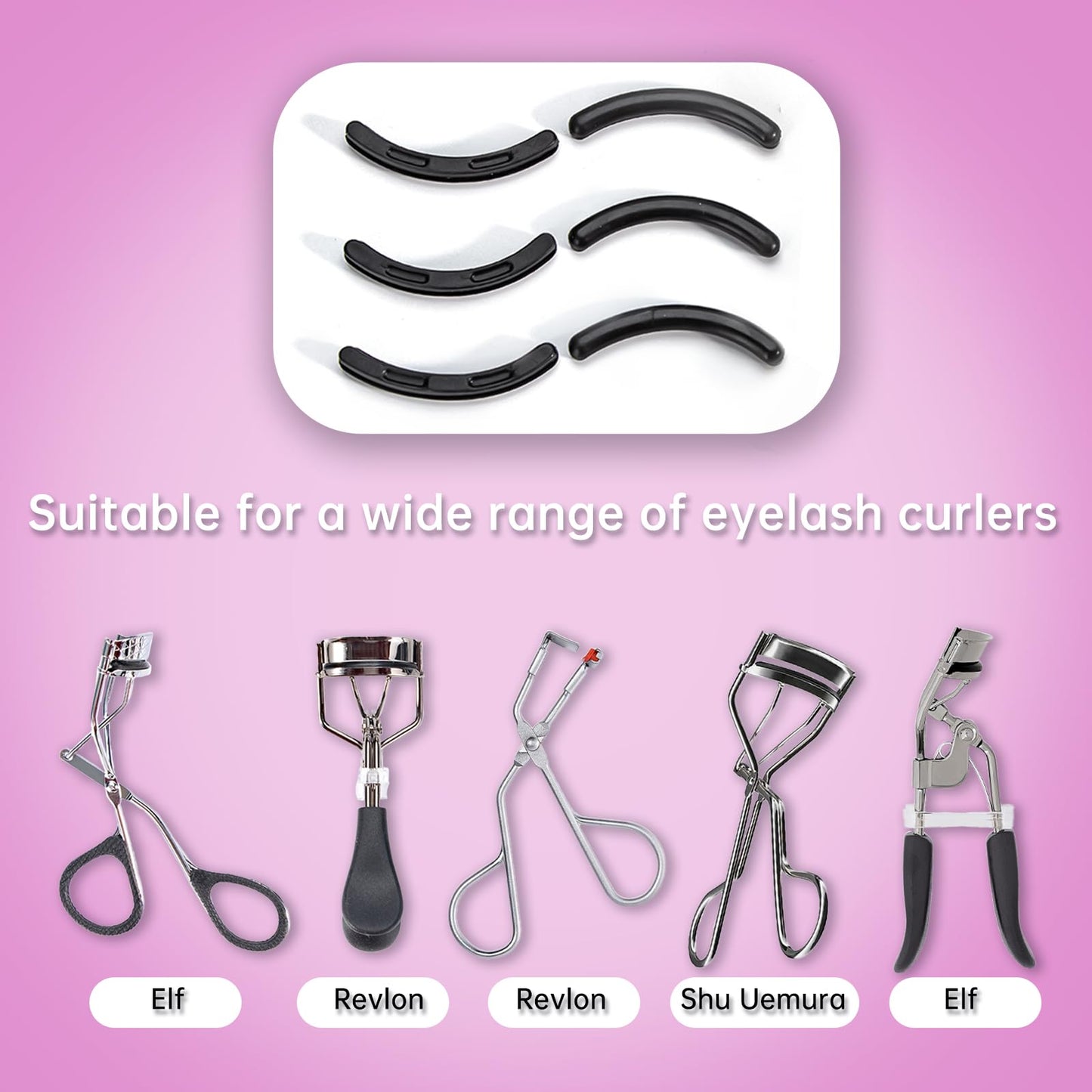 Eyelash Curler Refills Compatible with shu uemura,Eyelash Curler Pads 24PCS,Silicone Lash Curler Refill Pads Compatible with shu uemura (Black)