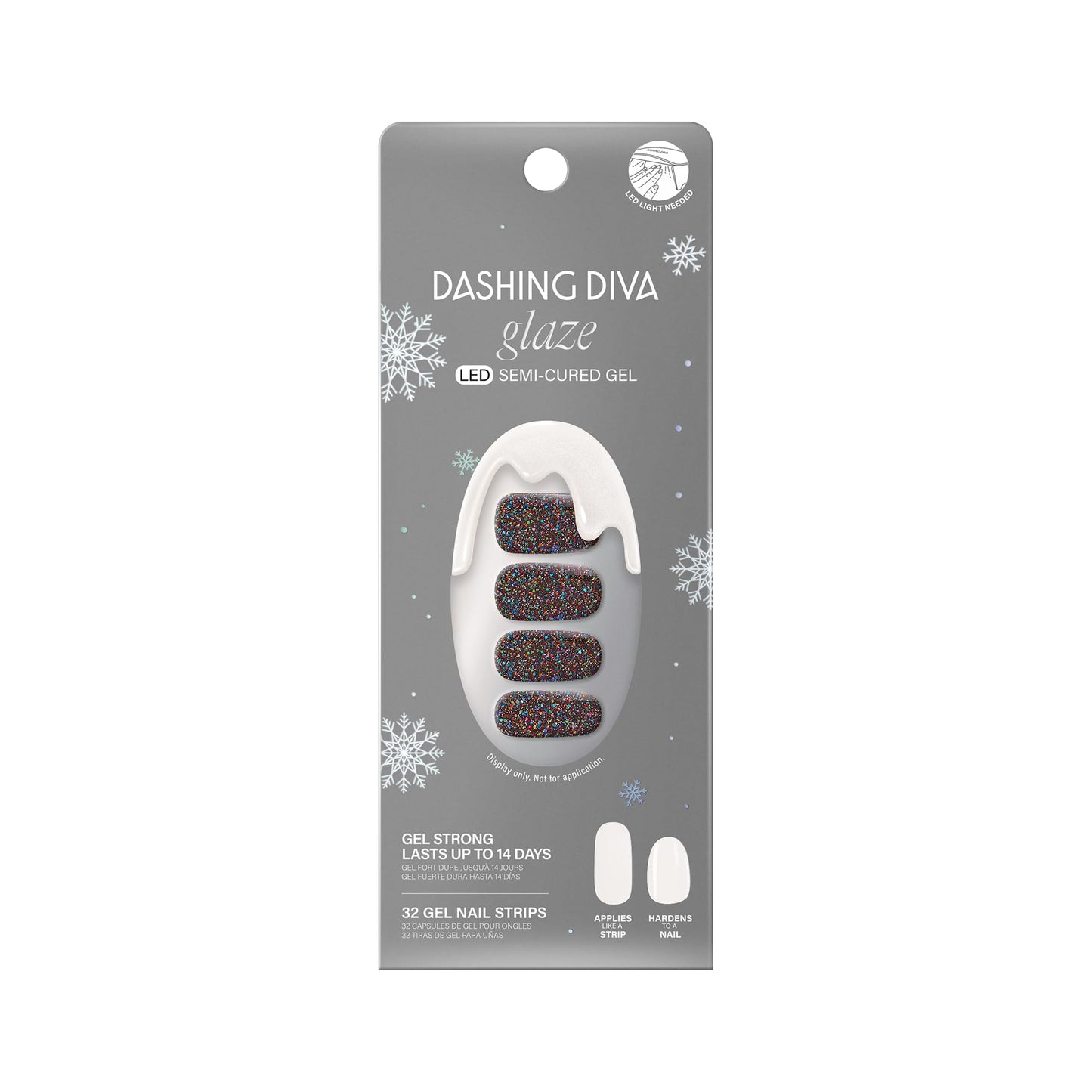 Dashing Diva Glaze Nail Strips - Winter in New York | Works with Any LED Nail Lamp | Long Lasting, Chip Resistant, Gel Nail Strips | 32 Salon Quality Nail Wraps, 2 Prep Pad, 1 Nail File