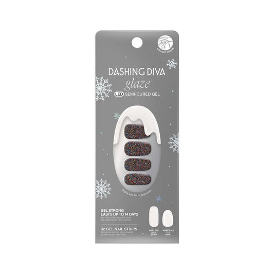 Dashing Diva Glaze Nail Strips - Winter in New York | Works with Any LED Nail Lamp | Long Lasting, Chip Resistant, Gel Nail Strips | 32 Salon Quality Nail Wraps, 2 Prep Pad, 1 Nail File