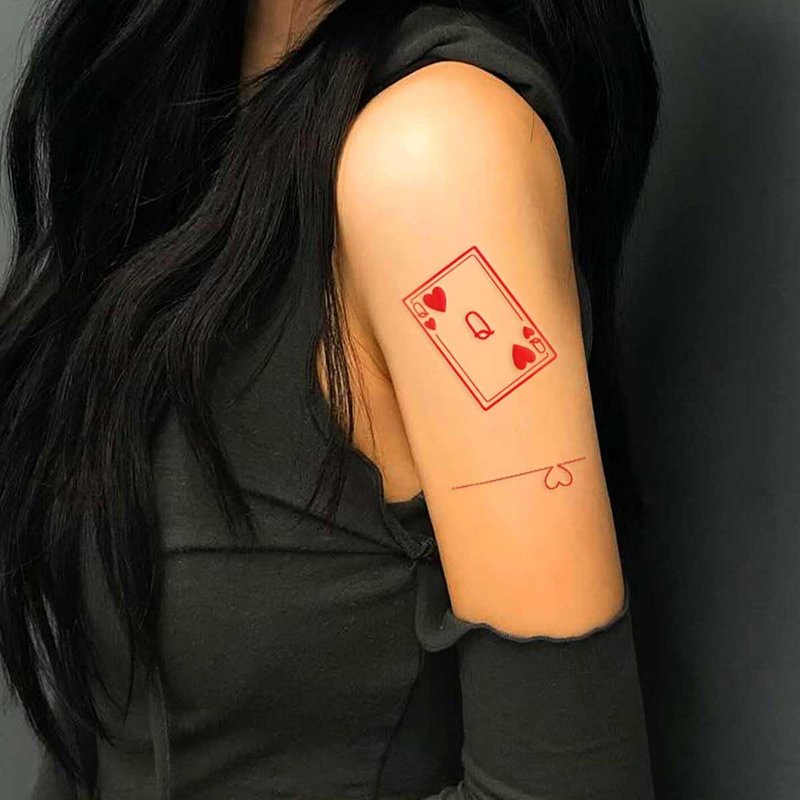 Poker Temporary Tattoos,60 Pcs Small Red heart Plum Blossom Spades Block Dice Playing Card Tattoo for Adult Women Men Decor,Casino Game Night day Gift,Bachelorette Girls Birthday Party Decorations 486