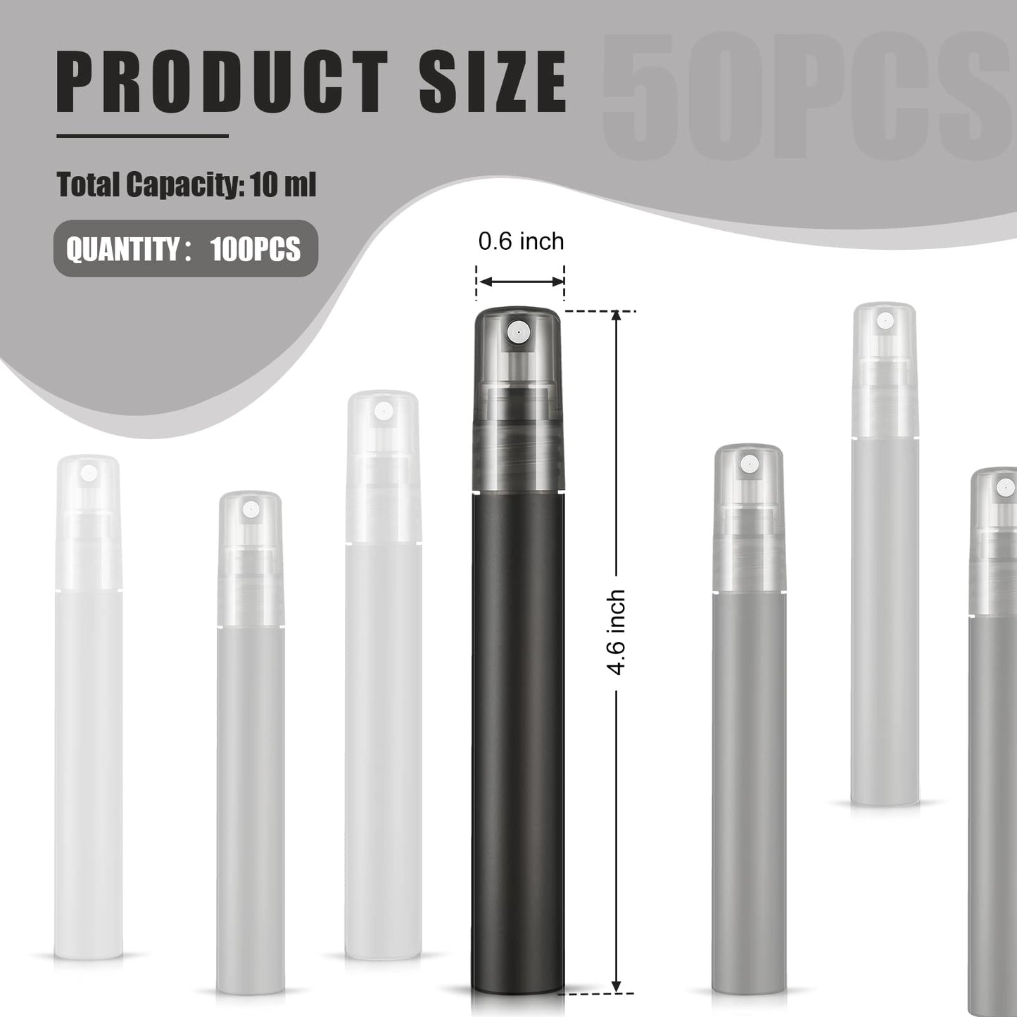 Remerry 100 Pcs 10 ml Mini Spray Bottles Perfume Spray Bottles Plastic Travel Refillable for Women Small Fine Mist Sprayers Portable Frosted Perfume Sprayers Empty Atomizer for Essential Oil