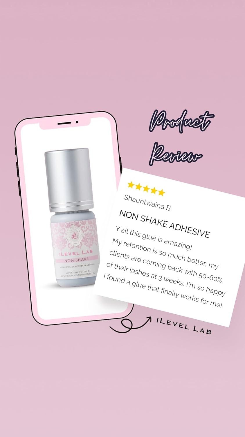 Non Shake Extra Strong Eyelash Extension Glue - 0.17 fl. oz | 3-4 Sec Drying Time, 4 Weeks Retention, Black Adhesive