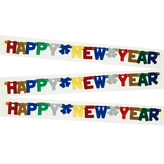 Unique Metallic New Year Jointed Banner - 4' | Multicolor | 1 Pc