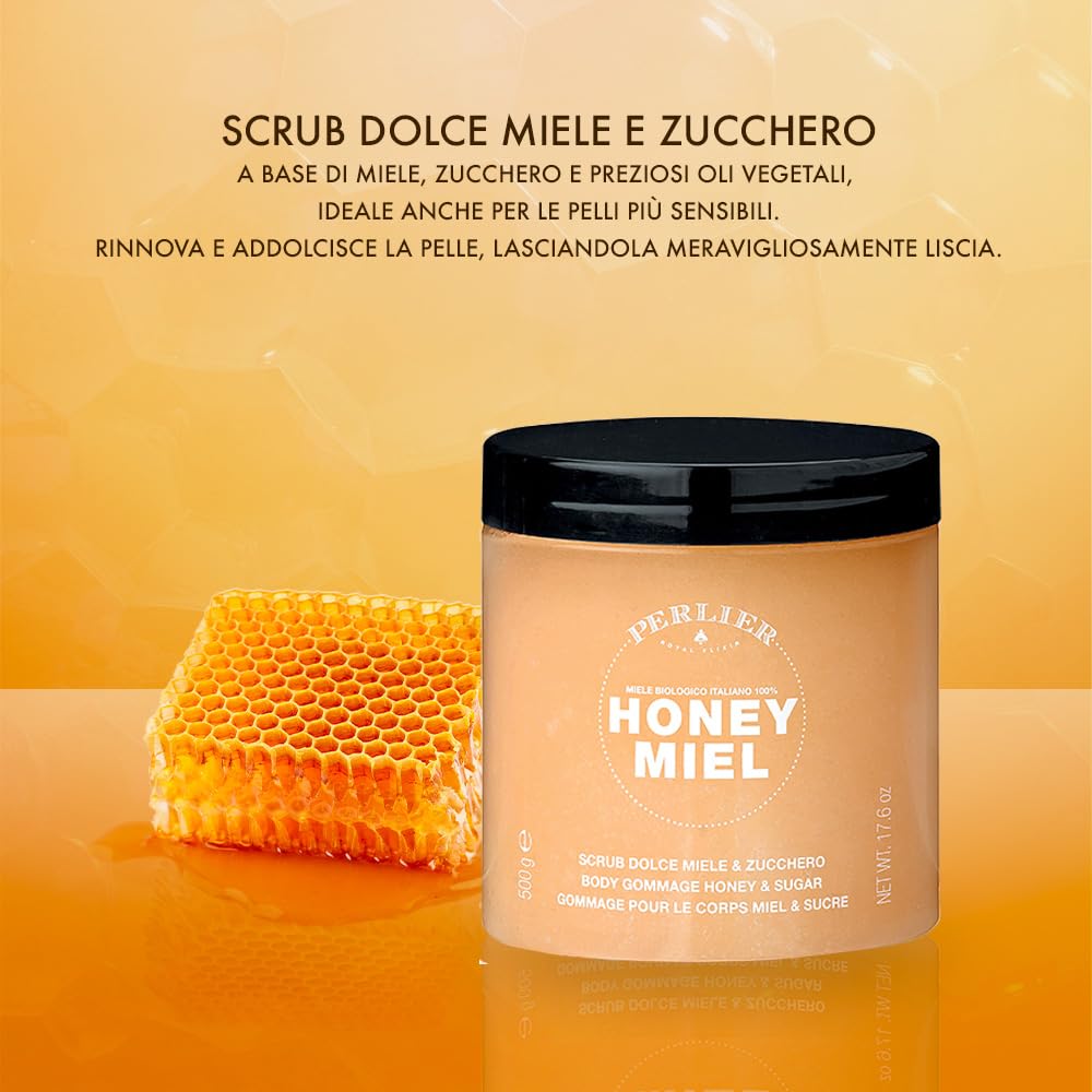 Perlier Honey Body Scrub - Exfoliating Sugar & Honey Formula | 500g - Made in Italy