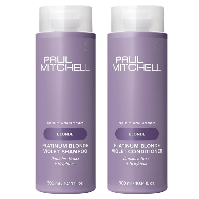 Paul Mitchell Platinum Blonde Gift Set - Purple Shampoo & Conditioner for Brassy Hair Repair