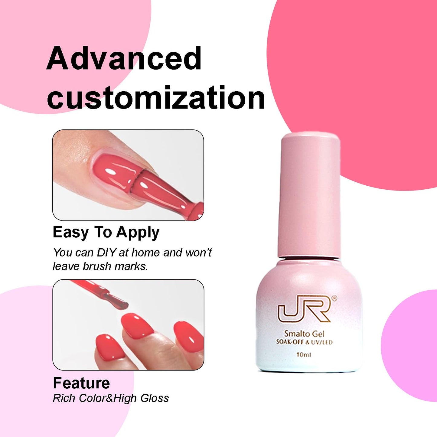 JR 35pcs 10ml Gel Nail Polish Same Color Same Bottle Red Pink Nude Gel Polish Set Base Top Matte Coat For Nail Salon Professional Nail Art Manicure for Women A Set