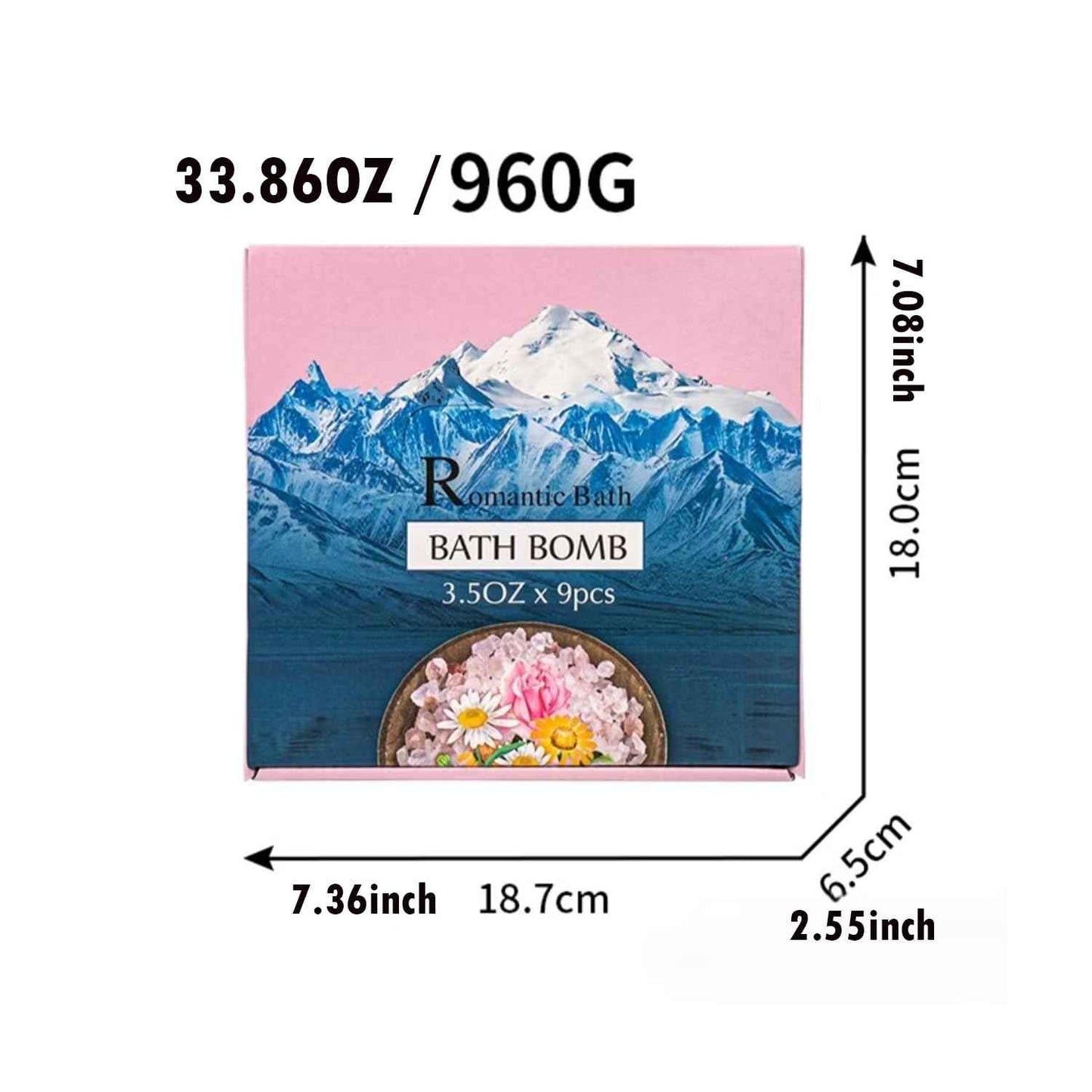 Bath Bomb Gift Set 9 - Valentine's Day Gift for Ladies, Relaxation Essentials, Bath Bomb, Immersion in Himalayan Sea Salt