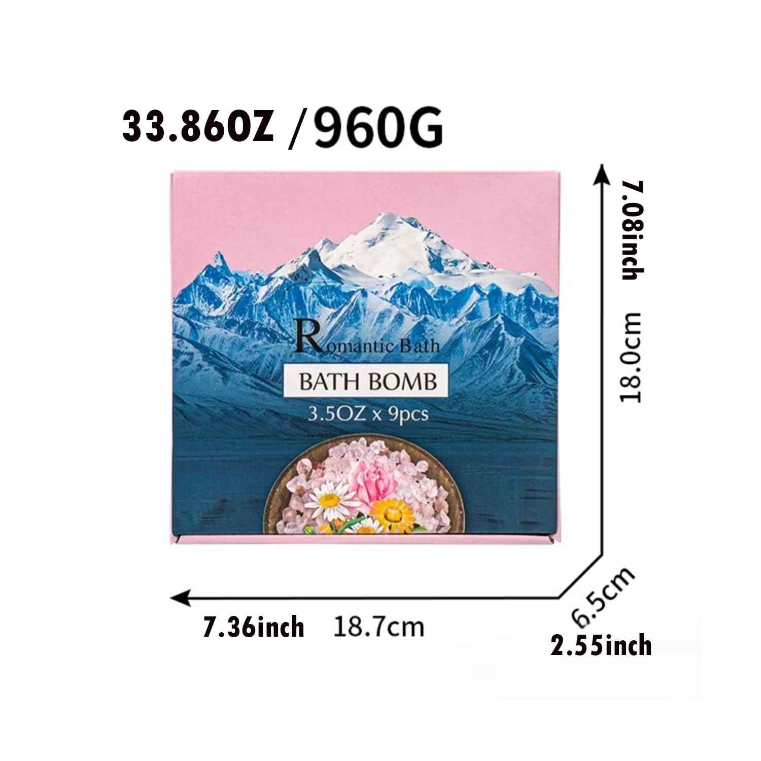 Bath Bomb Gift Set 9 - Valentine's Day Gift for Ladies, Relaxation Essentials, Bath Bomb, Immersion in Himalayan Sea Salt