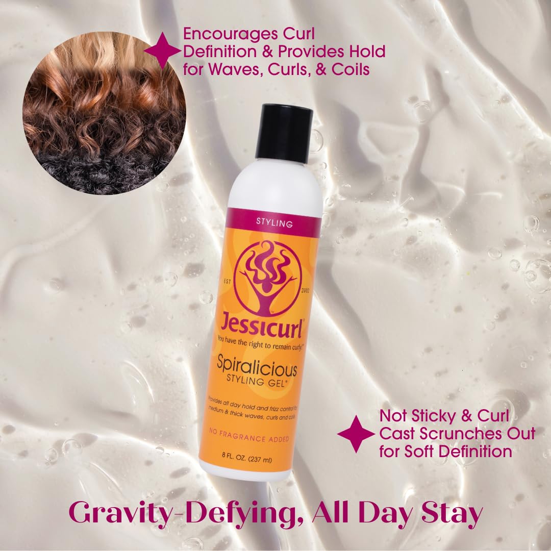 Jessicurl Spiralicious Gel, Citrus Lavender, 32 Fl oz. Curl Defining Hair Product for Frizz Control, All Hair Types