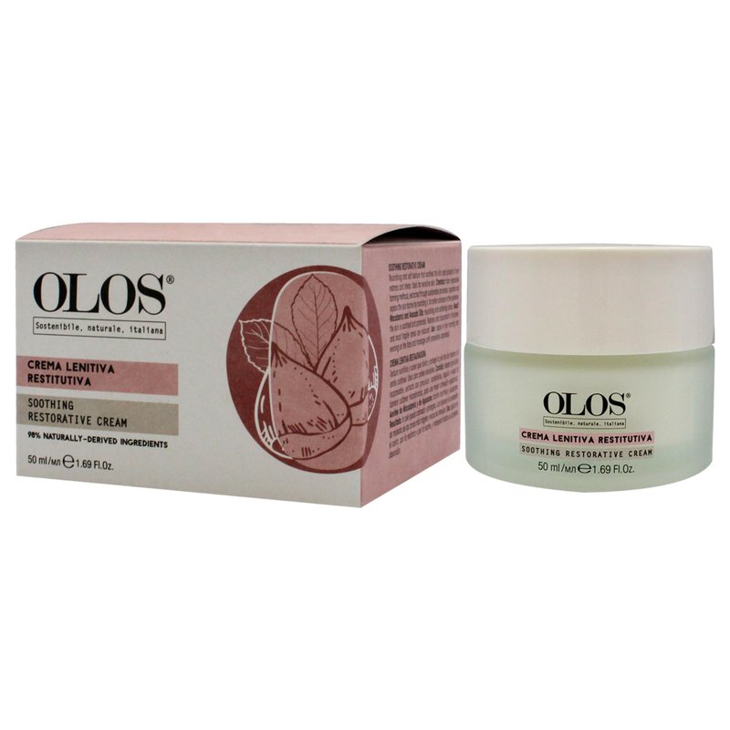 Olos Soothing Restorative Cream - Face Moisturizer - Face Lotion for Stress Signs and Redness - Face Cream with Aloe, Macadamia, Avocado Oil - 1.7 oz