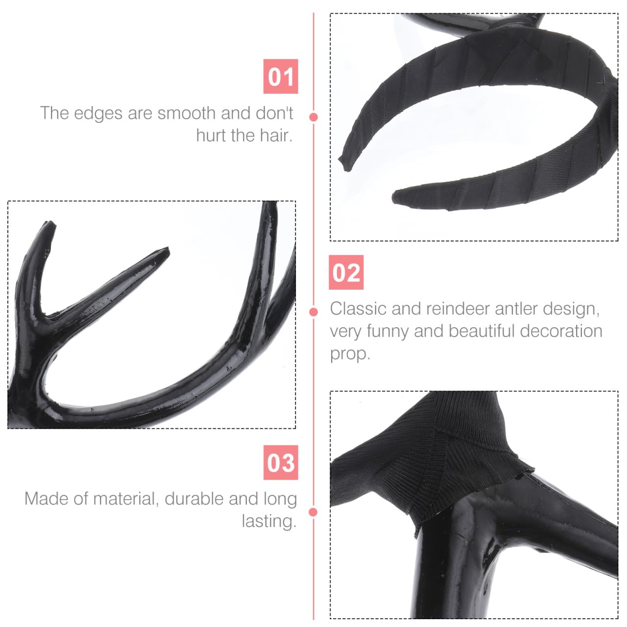 Healvian Reindeer Antlers Headband,Deer Antlers Headband,Women Hairbands, Horn Ear Long,Elk Hair Crown Hair Hoop Headpiece for Halloween Cosplay Party Birthday Christmas Costume