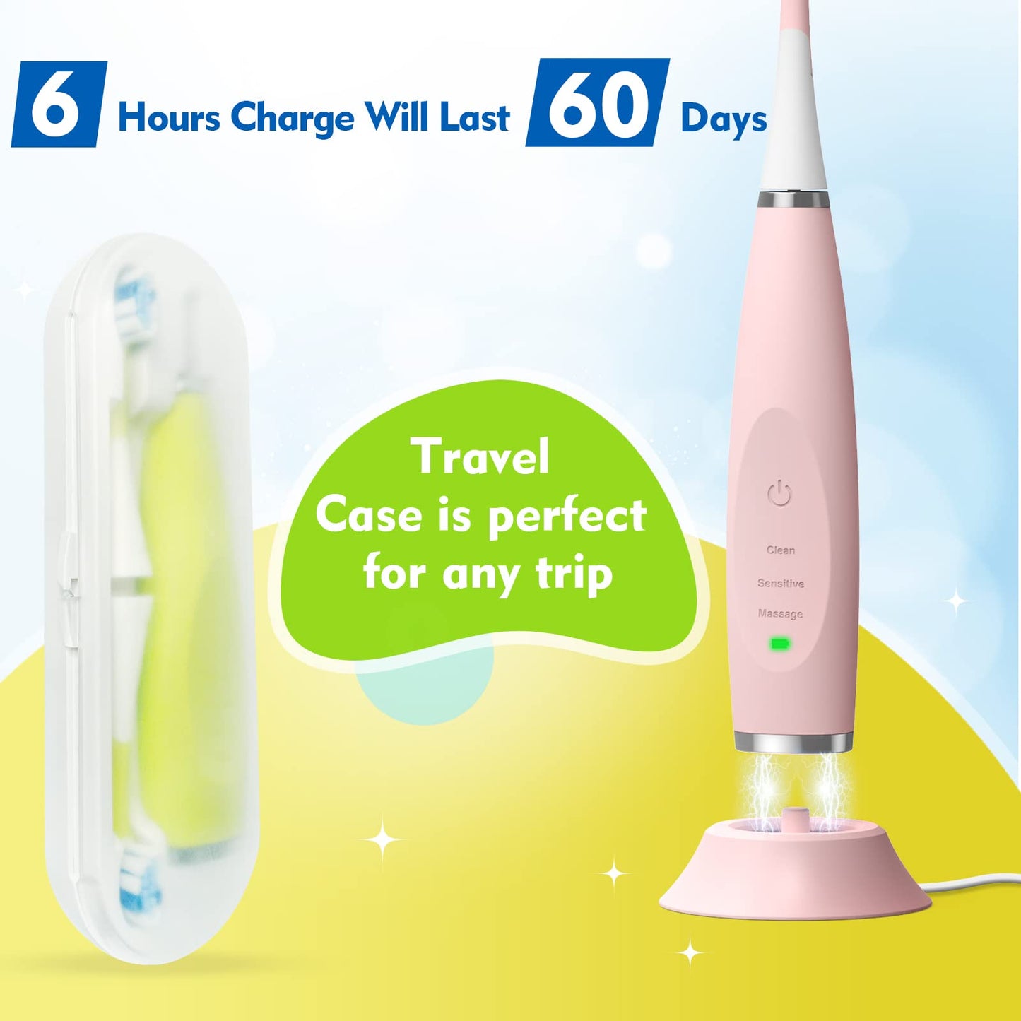 FUMEIKANG Kids Electric Toothbrushes Sonic Rechargeable Tooth Brush Gifts for Boys and Girls Smart Timer Power Toothbrush - 3 4 5 6 7 8 9 10 11 12 (Green)