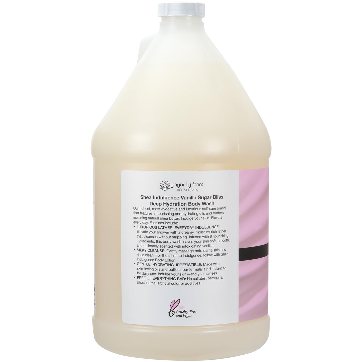 Ginger Lily Farms Botanicals Shea Indulgence Deep Hydration Body Wash, 100% Vegan & Cruelty-Free, Vanilla Sugar Bliss Scent, 1 Gallon (128 fl oz) Refill