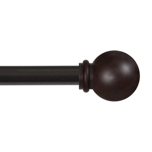Kenney Chelsea Ball End Window Curtain Rod, Adjustable 48 to 86 Inch Extendable Rod Set, Weathered Brown