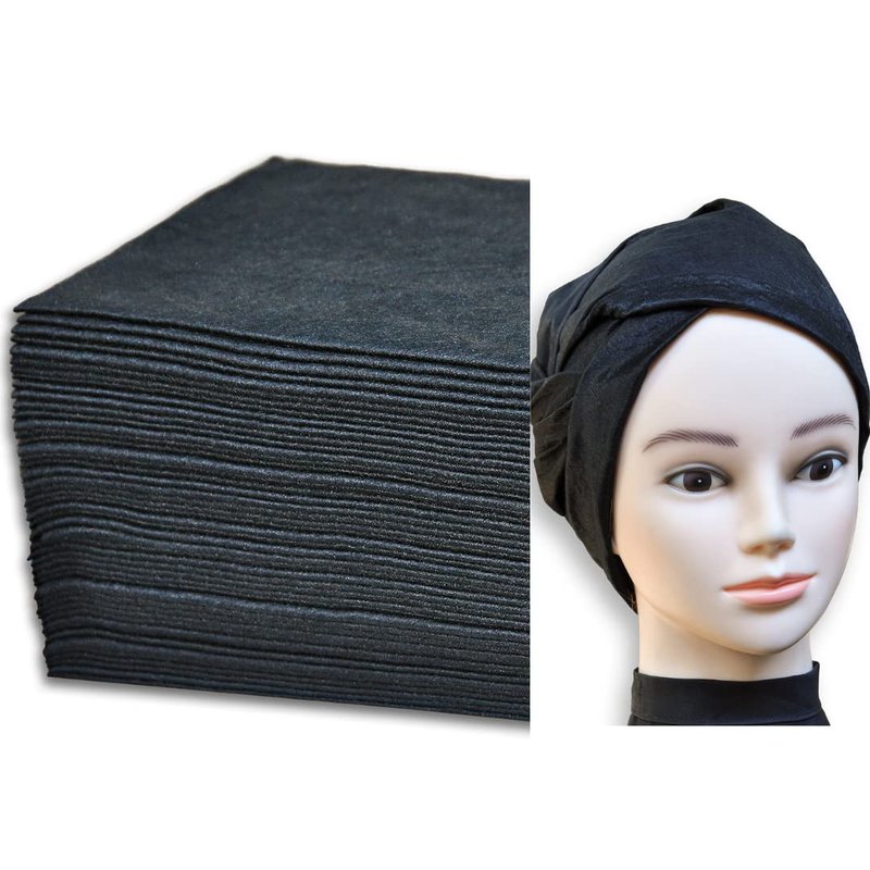 DAVELEN Luxury Spa Towels - Eco-Friendly Disposable Towels for Salon, Spa, Hair, Face, Body - Soft, Large (31.5” x 15”), and Absorbent - Black, 50-Pack