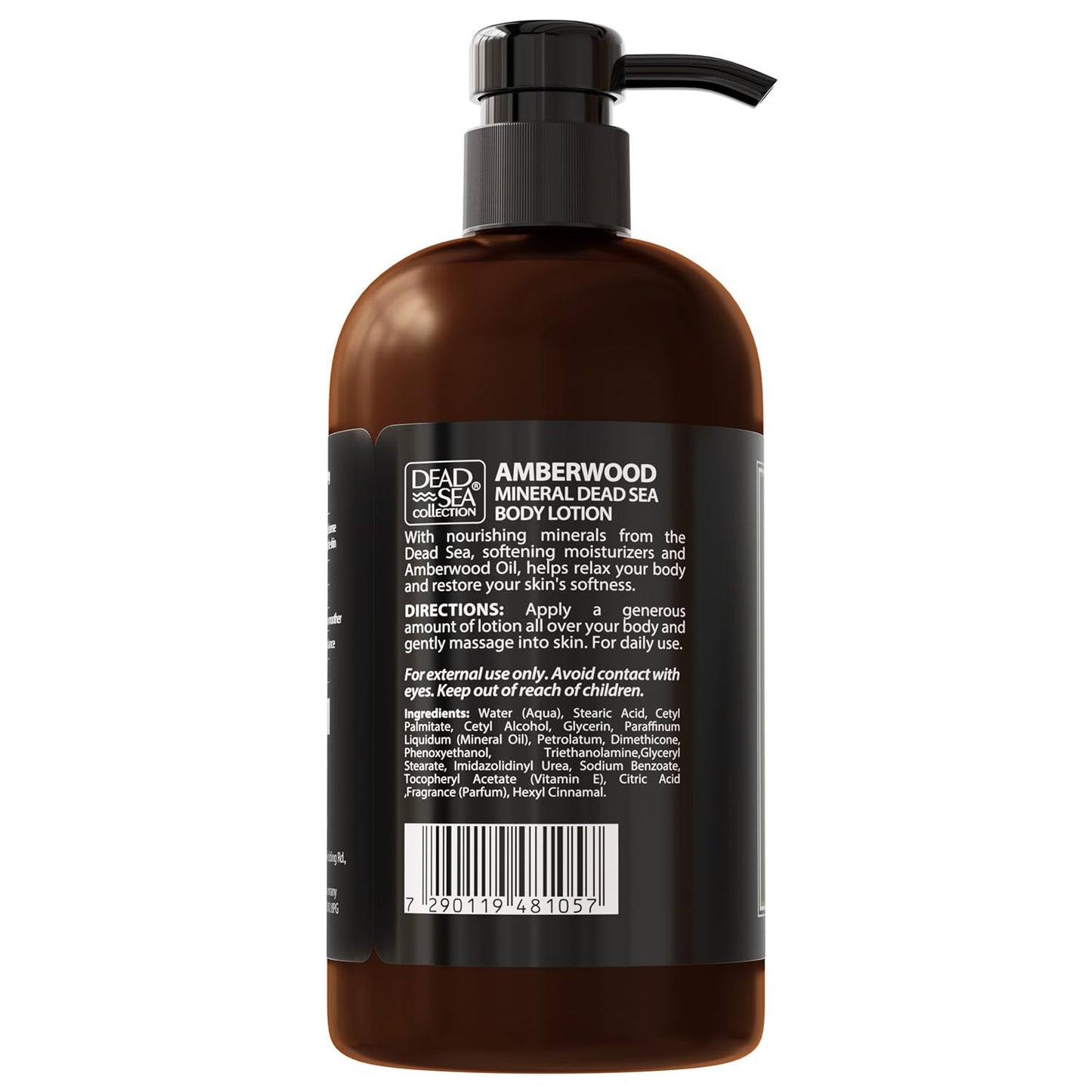 Dead Sea Collection Amberwood Men's Body Lotion - Amberwood Oil and Dead Sea Minerals - Maximum Hydration Nourishing Moisturizing Lotion for Men - 16.9 Fl Oz Bottle