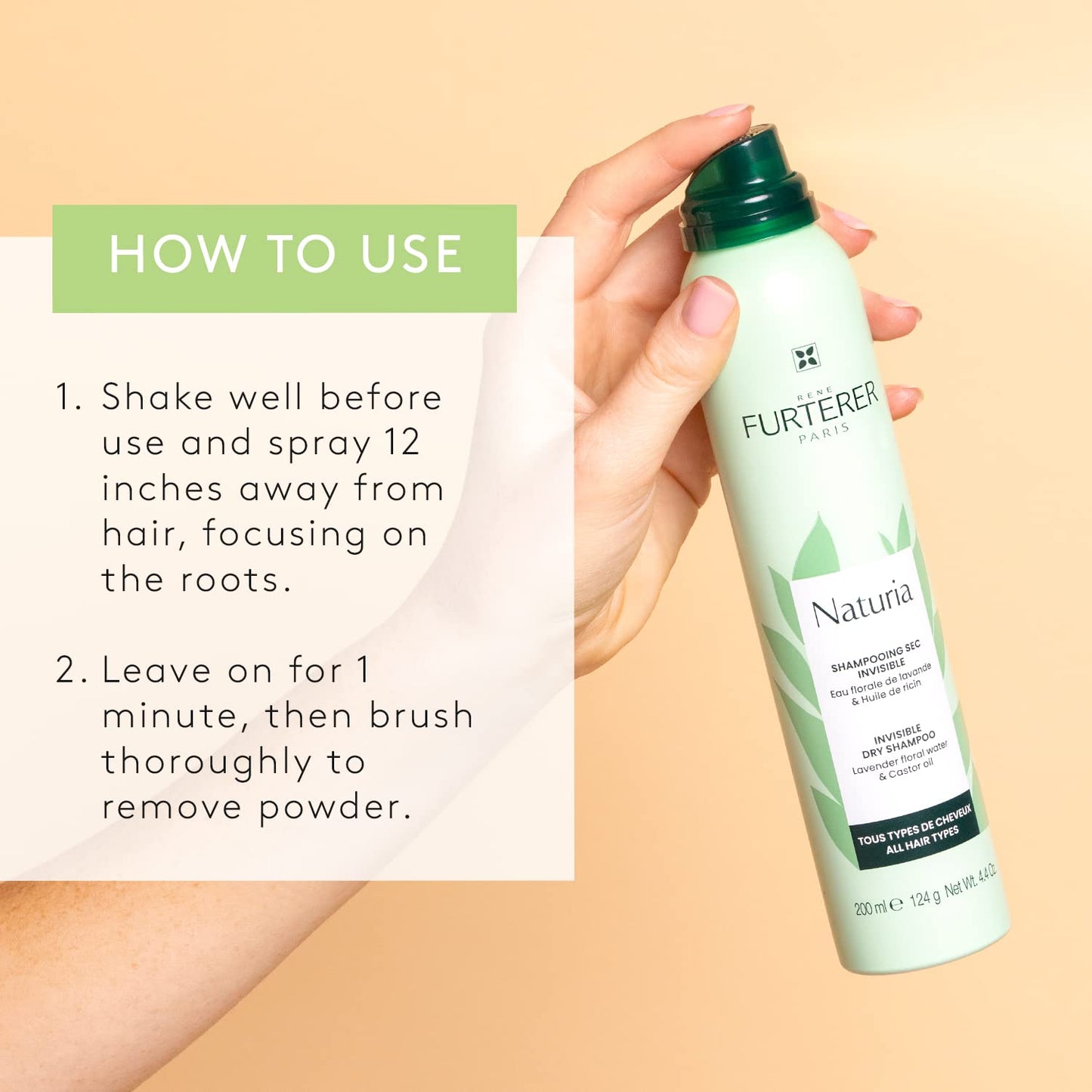 René Furterer NATURIA Invisible Dry Shampoo, All Hair Types, Oil-Absorbing, No Residue 4.4oz.