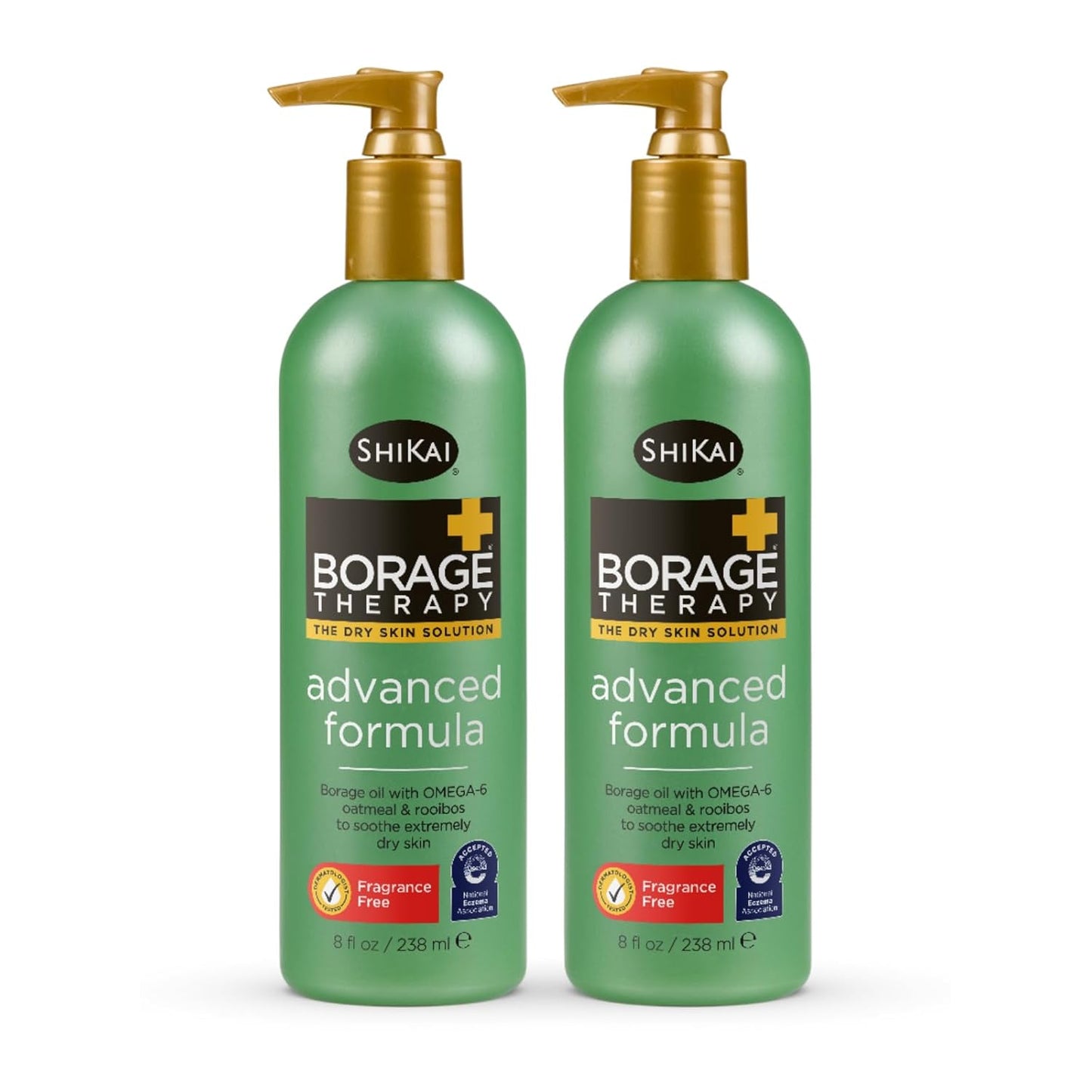 ShiKai Borage Therapy Body Moisturizer - Fragrance-Free Hydrating Lotion for Dry Hands & Body | 8oz, Pack of 2